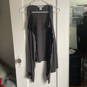 Grey vest with lace detail on side